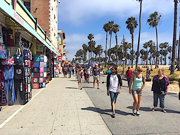 Strolling Souvenir Shops on the Boardwalk in Venice Beach